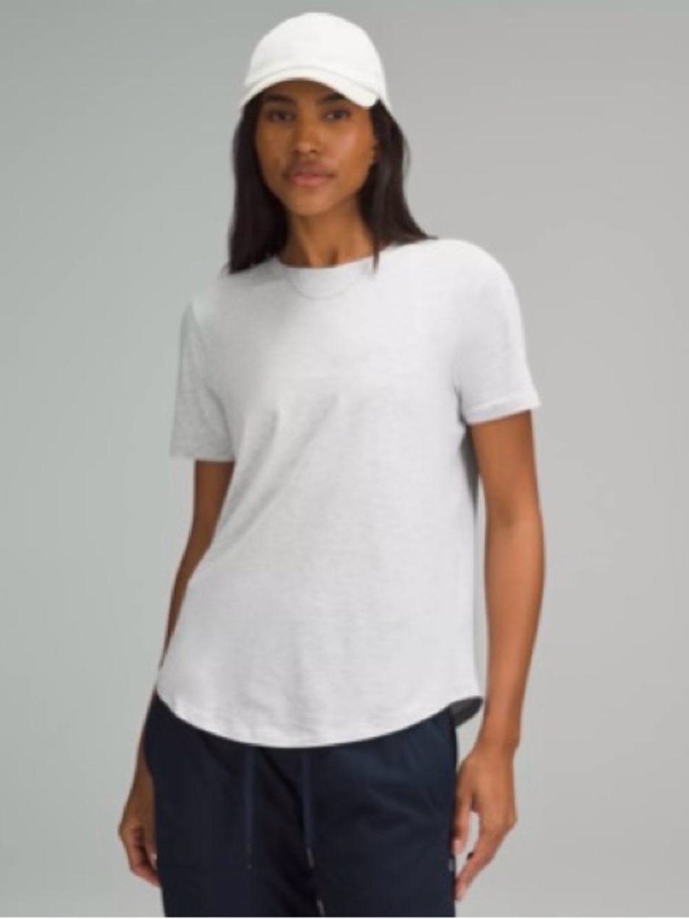 Lululemon Love Curved-Hem Crewneck T-Shirt Heathered Grey Size 12